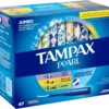 Tampax Pearl Tampons Multipack, Light/Regular/Super Absorbency, With Leakguard Braid, Unscented, 47 Count