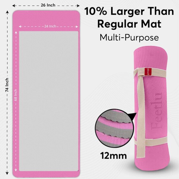 Yoga Mat with Strap – 10mm & 12mm Thick Yoga Mat, Non-Skid Dual Surface Workout Mat, Eco-Friendly POE Yoga Mats for Women Men Kids, Perfect Exercise Mat for Pilates, Yoga, and Floor Workouts, Includes Carrying Strap.