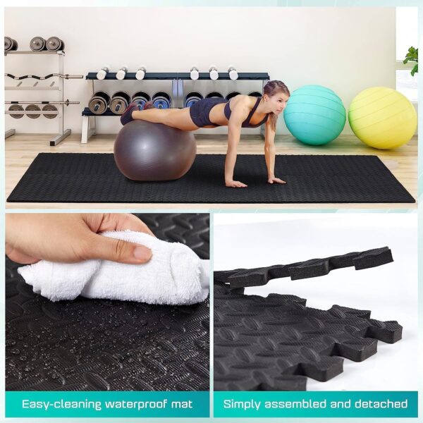 Yes4All 12, 16, 36 SQ. FT Puzzle/Interlocking Exercise Mat Tiles for Home Gym, Exercise EVA Foam Floor Padding with Border for Workout Equipment