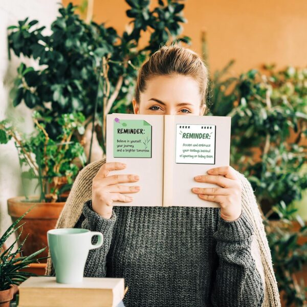 300 Pcs Mental Health Stickers Reminder Decals Laptop Water Bottle Positive Waterproof Stickers Psychology Affirmations Feelings Mental Health Decor for Adult(Green Series)