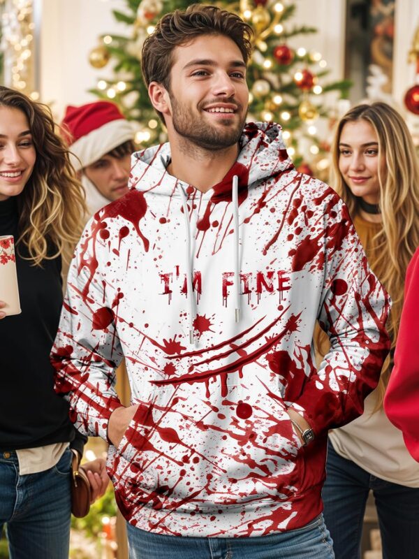 SANKILL Graphic Hoodies for Men Funny Novelty Pullover Sweatshirt Xmas Teen Boy Gifts Black red Galaxy Hoodie