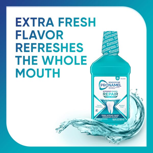Sensodyne Pronamel Intensive Enamel Repair Alcohol-Free Mouthwash to Help Actively Repair Enamel and Protect Against Cavities, Extra Fresh, 3 x 16.9 fl oz