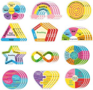 96 Pcs Breath Calm Anxiety Sensory Stickers Reusable Mindfulness Stickers Calming Strips Adhesive Sensory Strips for School Office Classroom Desk Adults Teens Counselor Tension Fidget Supplies