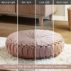 Intelligent Design Loretta Chenille Round Floor Pillow Meditation Cushion, Soft Color & Natural Luster Button Tufted with Elegant Pleated Details, Dia 22"x6"H, Blush