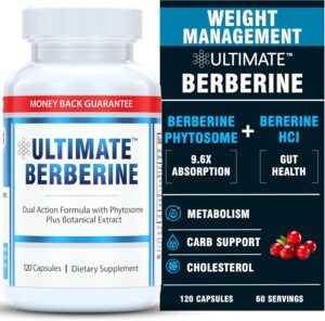 Ultimate Berberine Phytosome for Healthy Weight Management - Dual Action Formula with Berberine HCL - Carbohydrate Metabolism, GI, Immunity & Cholesterol Support - 1000mg Maximum Strength Supplement