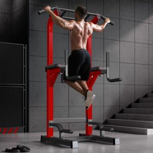 SogesPower Power Tower Pull Up Bar Station Multi-Function Pull Up Bar Stand for Home Gym, Adjustable Height Pull Up Dip Station Dip Bar Strength Training Fitness Equipment,Up to 500LBS