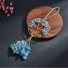 Healing Crystal Ornament Tree of Life Natural Aquamarine Tree of Life Charm Car Rearview Mirror Accessories Hippie Boho Interior Room Wall Ornament Meditation Good Luck Decoration