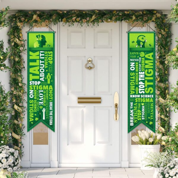 Blulu 2 Pcs Classroom Decorations Motivational Porch Sign inspirational Door Banner Decor for Indoor Outdoor Wall School Office Supplies(Mental Health Awareness)