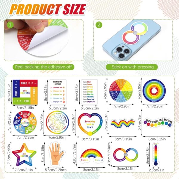 Tenceur 120 Pcs Adhesives Anxiety Sensory Stickers with Inspirational Quotes Mindfulness Relief Calm Stickers Anti Stress Sensory Items School Counselor Supplies Fidget Textured Strips for Adult
