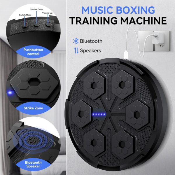 2025 Upgrade Music Boxing Machine, 5.0 Smart Bluetooth Boxing Machine Trainer with Boxing Gloves, Music Boxing Machine for Adults Kids, Boxing Target Workout Equipment for Home Office Gym