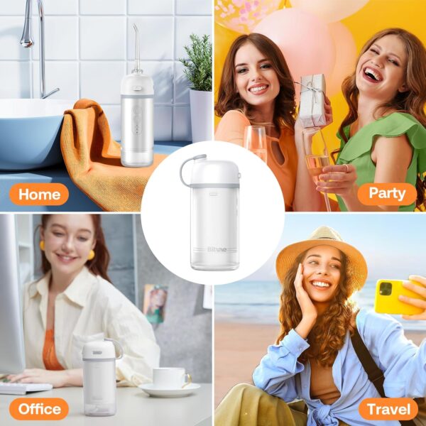 Bitvae P1 Water Dental Flosser for Teeth, Portable Mini Water Teeth Picks, Cordless Water Cleaner Picks with Telescopic Water Tank, Rechargeable Oral Irrigator for Travel & Home, Frost White