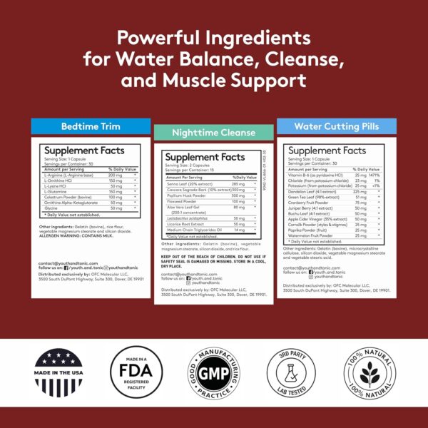 Youth & Tonic Sculpt Lean Cleanse – Feel Lighter & More Toned, Water Weight & Bloating Relief, Detox & Fluid Loss Support – Bedtime Trim, 15 Day Colon Cleanser, 90 Pills for Metabolism & Defined Body