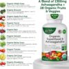 Organic Superfood Greens Fruits and Veggies Complex with Ashwagandha - 2 in 1 Supplement with 14 Greens Fruits & Vegetables with Ashwagandha Rich in Antioxidants - Non-GMO 90 Capsules