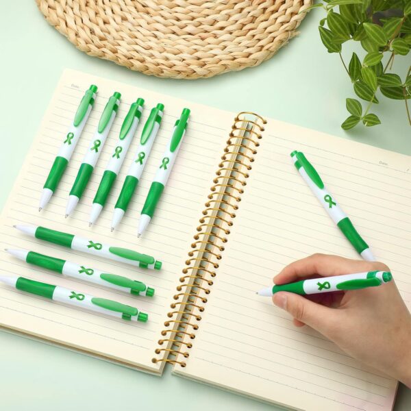 Woanger Mental Health Awareness Pen Green Ribbon Mental Health Awareness Items Retractable Ballpoint Pens Bulk Office Gifts(36 Pcs)