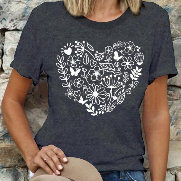 LBP Women Gardening T Shirts Plant Lover Tees Gardener Tops Women Garden Flower Heart Shirt