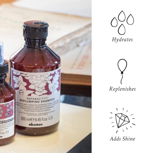 Davines Naturaltech REPLUMPING Shampoo & Conditioner, Gentle Cleasning To Add Hydration, Elasticity And Protection, Adds Fullness, Moisturizing & Detangling