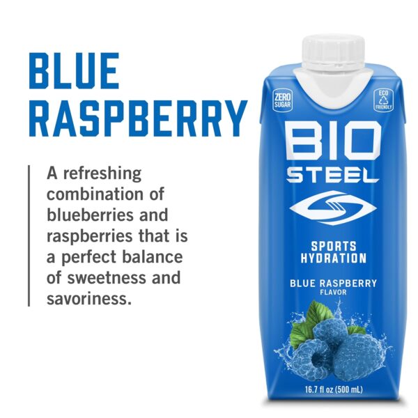 BioSteel Sports Drink, Great Tasting Hydration with 5 Essential Electrolytes, Blue Raspberry Flavor, 16.7 Fluid Ounces, 12-Pack