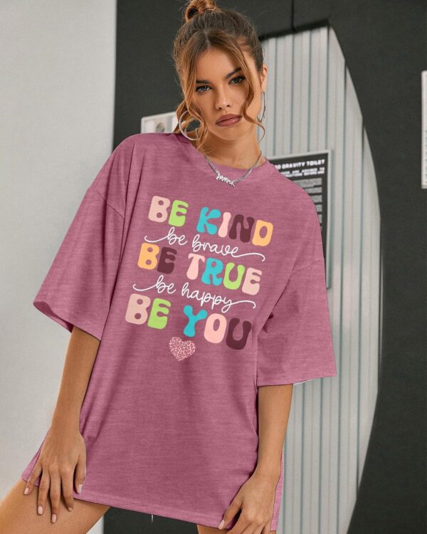 Be Kind Shirt Women Oversized Kindness Shirts Cute Teacher Graphic Tee Motivational Positive Message Short Sleeve Top