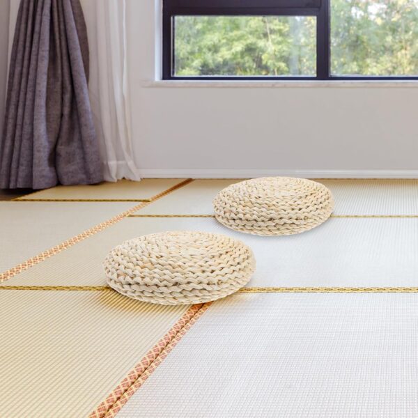 1Pc Round Handmade Straw Weaving Cushion Tatami Floor Pillow for Yoga Meditation and Worship Soft Hand-Woven Seat Mat for Home Decor