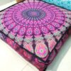 Indian Craft Castle 24" Pink Peacock Mandala Barmeri Large Floor Pillow Cover Cushion Meditation Seating Ottoman Throw Cover Hippie Decorative Zipped Bohemian Pouf Ottoman Pom Pom Cases 24" Square
