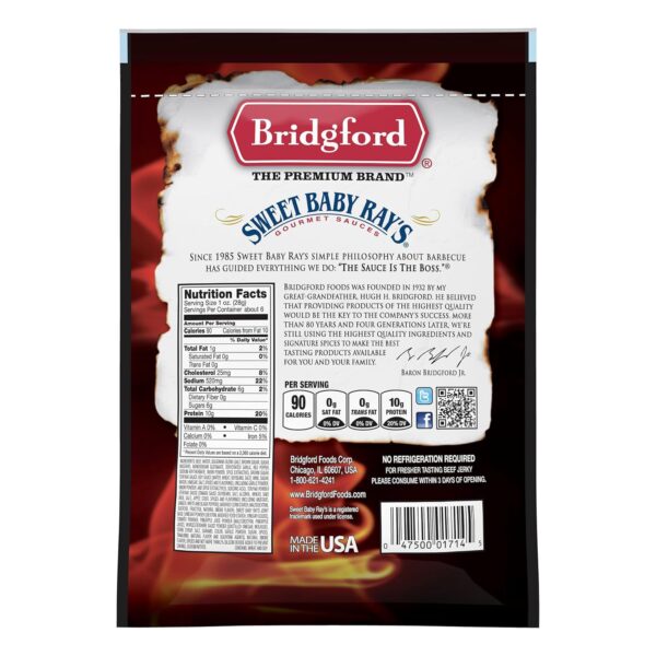 Bridgford Sweet Baby Ray’s Beef Jerky Sweet Teriyaki 6.2 oz Pack of 2 - High Protein Beef Jerky for Low Carb and High Protein Diets - Beef Jerky Teriyaki for On the Go Snacking and Busy Lifestyles
