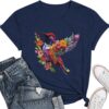 Hummingbird Shirts for Women Vintage Tee Summer Graphics Tee Shirt Floral Tops Womens Loose Life T-Tops