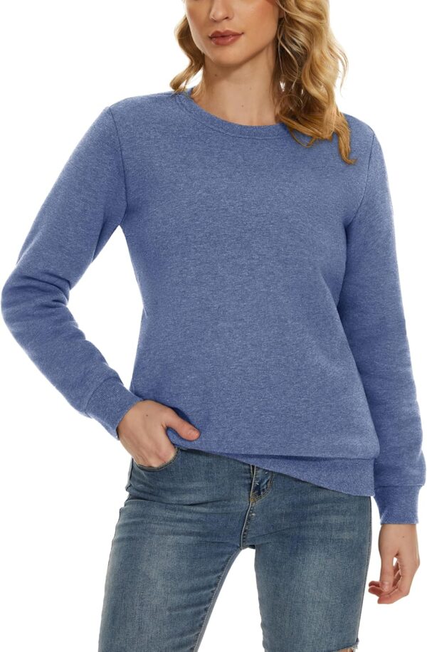 MAGCOMSEN Women's Sherpa Lined Sweatshirts Thermal Casual Crewneck Fleece Pullover Winter Warm Thick Long Sleeve Tops