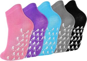 5 Pairs Yoga Socks with Grips for Women, Non Slip Socks for Women, Pilates Socks with Grips, Non Slip Pilates Grip Socks, Yoga Pilates Anti Skid Socks, Non Slip Barre Hospital Socks