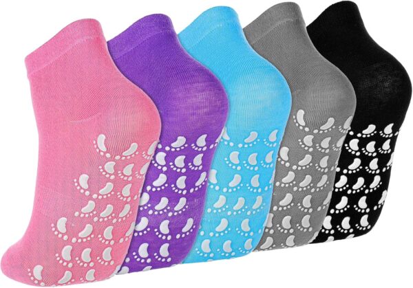 5 Pairs Yoga Socks with Grips for Women, Non Slip Socks for Women, Pilates Socks with Grips, Non Slip Pilates Grip Socks, Yoga Pilates Anti Skid Socks, Non Slip Barre Hospital Socks