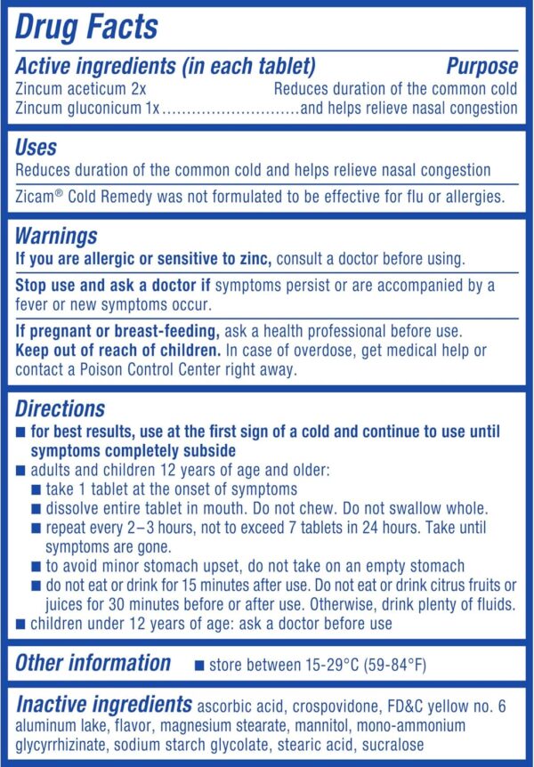Zicam Cold Remedy Zinc Rapidmelts, Citrus Flavor, 25 Count (Pack of 1)