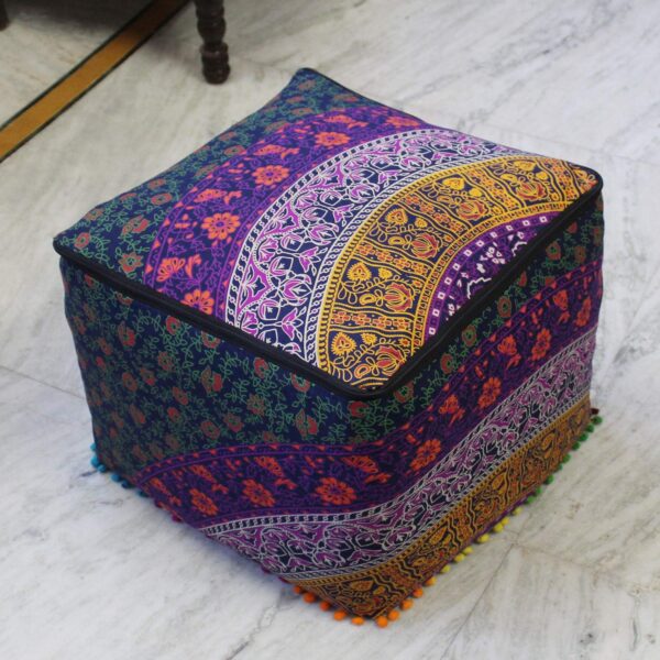 CRAFT KALA Mandala Meditation Floor Pillows Square Pillow Cover Seating Decorative Adults Bohemian Floor Cushion Cover Outdoor Living Room Throw Ottoman Poufs Cover 18X18X14 inches, Multi Six Color