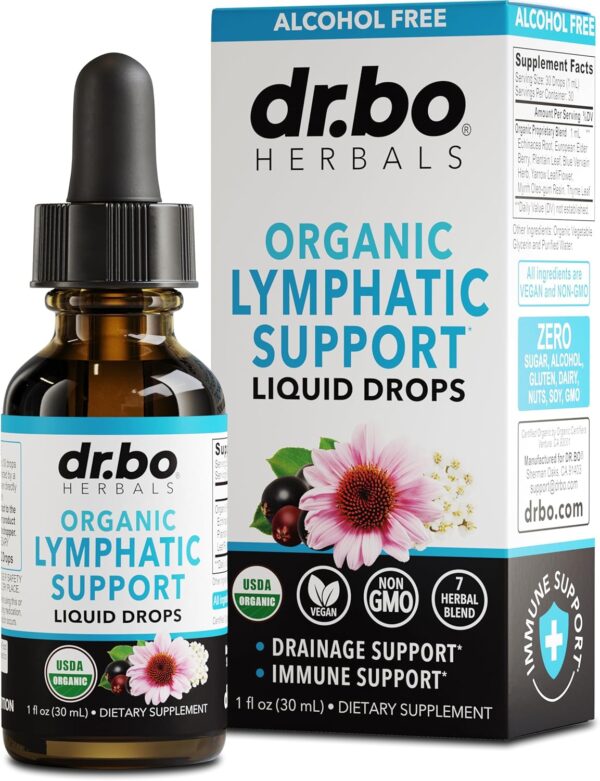 Lymphatic Drainage Supplements Drops - Organic Lymphatic Support Liquid Drops Cleanse with Echinacea for Lymph System Support Supplement, Lymph Node Detox Cleanse System Drainage - 1oz Vegan Non-GMO
