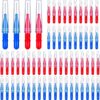 GOUWEIBA 100 pcs Braces Brush Disposable Interdental Brush Toothpick Dental Tooth Flossing Head Oral Dental Hygiene Flosser Dental Hygiene Flosser Tooth Cleaning Tools Oral Flossing Head (Blue+Red)