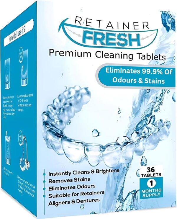 Retainer Cleaner Tablets Invisalign Cleaner, Mouth Guard Cleaner, Night Guard Cleaner, Denture Cleaning, Tablets for Ultrasonic Cleaner. 36 Tablets - 1 Month Supply by Retainer Fresh