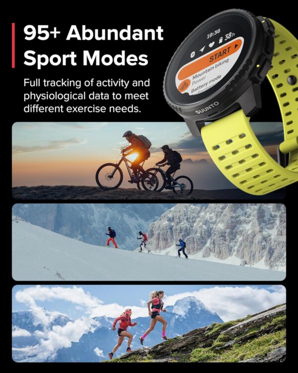 SUUNTO Vertical GPS Sports Watch, 95+ Multisport Training Workout Watch, Touch screen & Digital Data Analysis, Advanced Health & Recovery Support, 60-Day Battery Life, Dual-GNSS, Offline Map, Lime