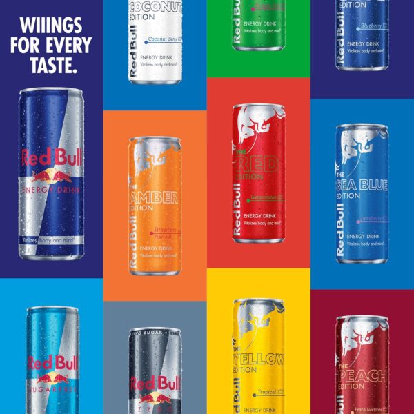 Red Bull Red Edition Energy Drink, Watermelon, with 80mg Caffeine plus Taurine & B Vitamins, 8.4 Fl Oz, Pack of 4 Cans