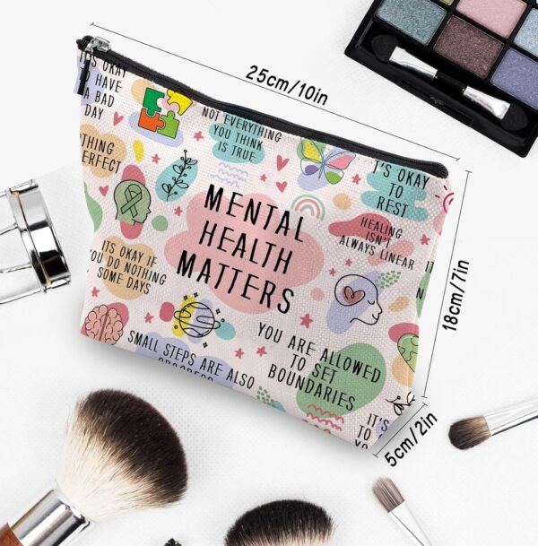 Mental Health Gifts Makeup Bag, Mental Health Awareness Gift, Positive Thinking Daily Affirmation, Positive Quotes Mental Health Matters Cosmetic Bag for Women