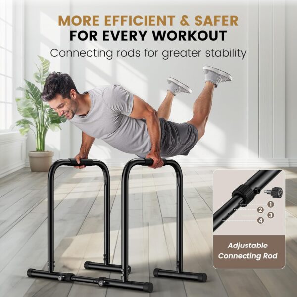 Sportsroyals Dip Bar, Adjustable Parallel Bars for Home Workout, Dip Station with (300/400/1200LBS) Loading Capacity