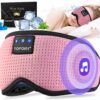 TOPOINT Sleep Mask with Bluetooth Headphones, Breathable Silk Eye Mask for Sleeping Men Women, Bluetooth Sleep Mask Blackout with Speakers, Microphone Handsfree, USB C for Travel Meditation Gifts