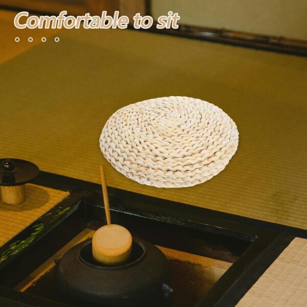 1Pc Round Handmade Straw Weaving Cushion Tatami Floor Pillow for Yoga Meditation and Worship Soft Hand-Woven Seat Mat for Home Decor