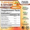 Turmeric Curcumin Supplement 1950mg with Organic Turmeric & Ginger, 95% Curcuminoids, BioPerine Black Pepper for Best Absorption, Nature's Vegan Joint Support, Non-GMO, Bottled in USA - 240 Capsules