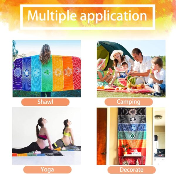 Neasyth Mexican Yoga Mat Beach Picnic Blanket Chakra Meditation Mat Yoga Rug Sunscreen Shawl Chakra Wall Tapestry Decor Boho Pilates 59 in (Polyester Fibre)