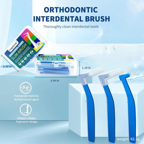 80 Count Interdental Brush Cleaners Dental Brushes Toothpick Tooth Flossing Head Oral Hygiene Angle with Portable Case Easy Use for Cleaning(Blue, Standard)