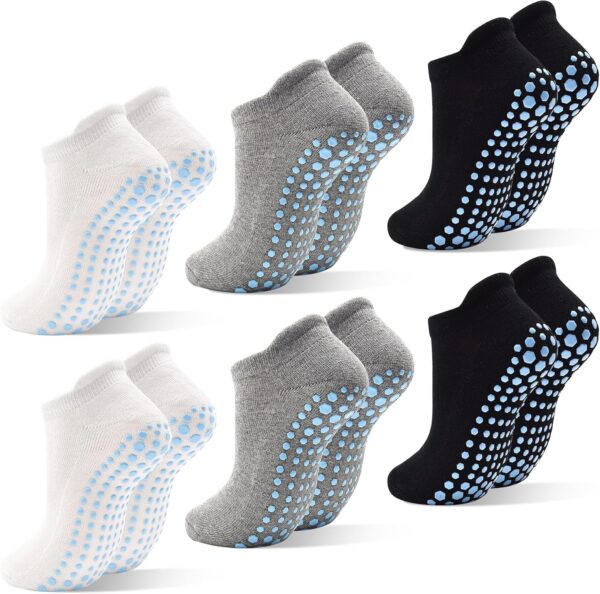 SkiBeaut 6 Pairs Non Slip Men Women Socks Unisex Pilates Man Woman Grips Cushion Socks for Yoga Barre Home & Hospital