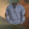 Mens Sweatshirt,Men Retro Knit Sweater Vintage 1/4 Zipper Shirts Long Sleeve Casual Stand Collar Sweatshirt
