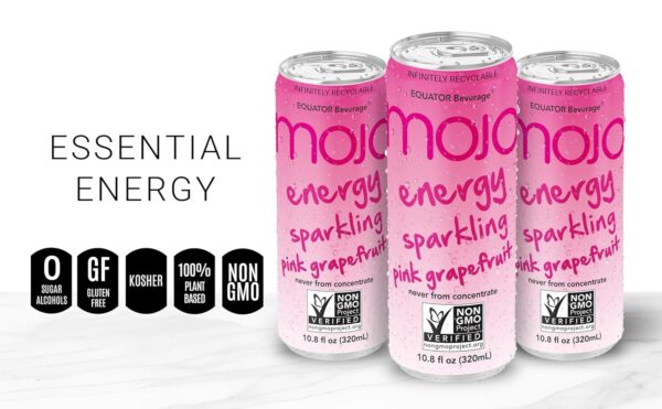 MOJO Energy Sparkling Pink Grapefruit | Hydration Drink & Sports Drink | Electrolytes Beverage 1043 mg | Vitamin B & C | Hydration Drink for Skin & Body | Pre Workout | Post Workout | 10.8 Oz (Pack Of 12)
