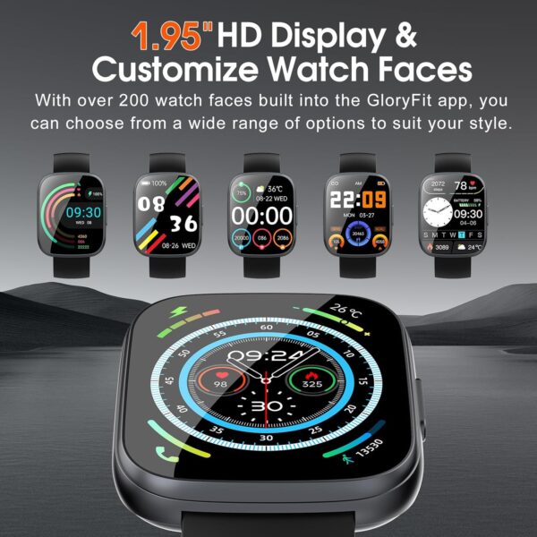 Smart Watch for Men Women(Answer/Make Calls), 1.95" HD Touch Screen Fitness Watch with Sleep Heart Rate Monitor, 110+ Sports Modes, IP68 Waterproof Activity Trackers Compatible with Android iOS, Black