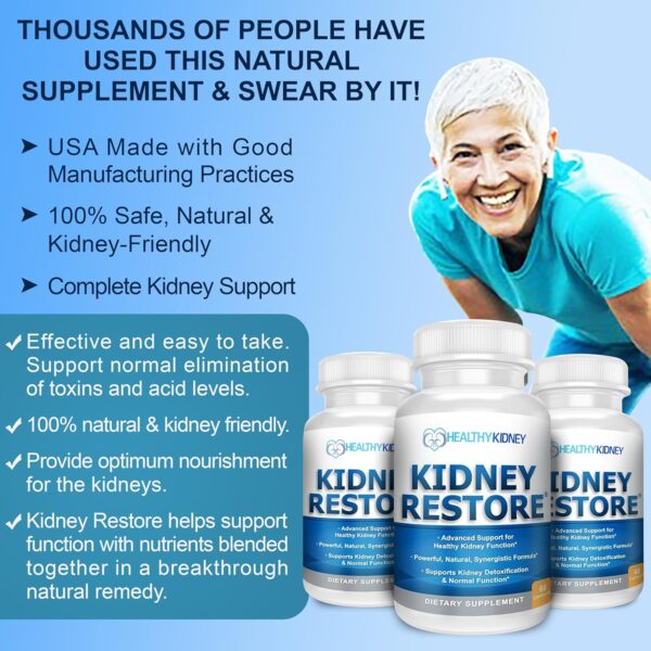 Kidney Restore Kidney Cleanse and Kidney Health Supplement to Support Normal Kidney Function, Vitamins for Kidney Health 60 caps