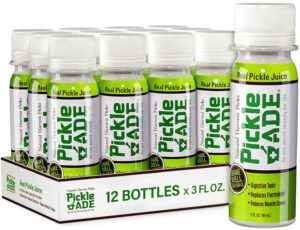 PickleAde Real Pickle Juice Shots with Turmeric, 3oz (12 Pack) | Electrolyte Pickle Juice Sports Drink | Kosher Pickle Shots | Pickle Brine for Muscle and Leg Cramp Relief