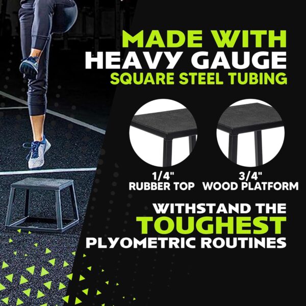 Rage Fitness Steel PlyoBox12-18-24-30Inch High Anti-SlipPlyometric JumpBoxes For Agility,Stamina And Conditioning StrengthTraining(Sold Individually)Plyometric Platform Step Up Box Jump For Home & Gym